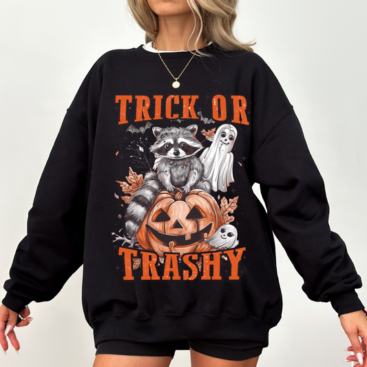 Trick or Trashy Sweatshirt, Halloween Crewneck.