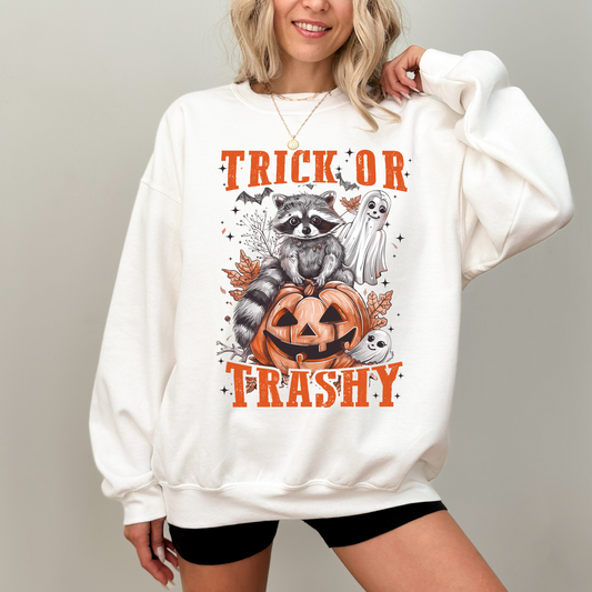 Trick or Trashy Sweatshirt, Halloween Crewneck.